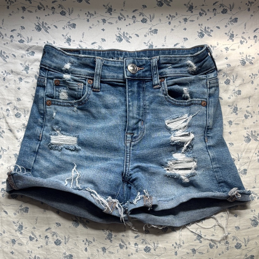 American Eagle Outfitters Distressed Blue Jean Shorts